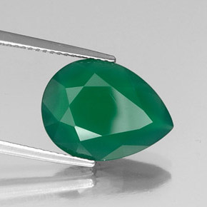 5.00 ct Green Agate Stone, Natural Agate in Pear Facet Shape for Sale