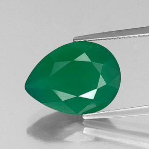 5.87 ct Green Agate Gemstone, Agate Gem in Pear Facet Shape for Sale.