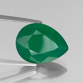 5.87 ct Green Agate Stone, Natural Agate in Pear Facet Shape for Sale
