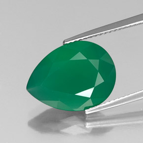 5.65 ct Green Agate Gemstone, Agate Gem in Pear Facet Shape for Sale.