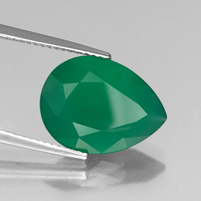 5.65 ct Green Agate Stone, Natural Agate in Pear Facet Shape for Sale