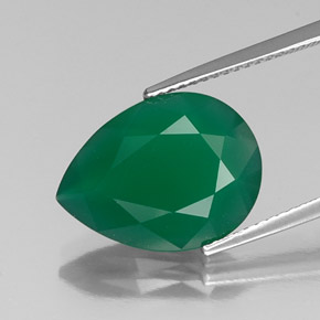 5.43 ct Green Agate Gemstone, Agate Gem in Pear Facet Shape for Sale.