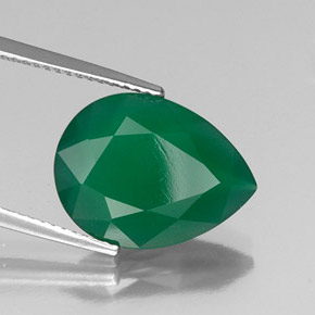 5.43 ct Green Agate Stone, Natural Agate in Pear Facet Shape for Sale