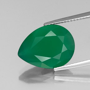 5.79 ct Green Agate Gemstone, Agate Gem in Pear Facet Shape for Sale.