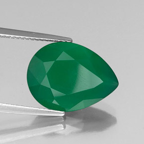 5.79 ct Green Agate Stone, Natural Agate in Pear Facet Shape for Sale