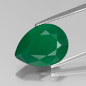 5.97 ct Green Agate Gemstone, Agate Gem in Pear Facet Shape for Sale.