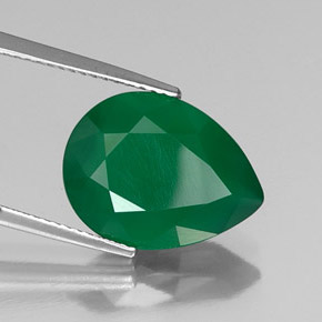 5.97 ct Green Agate Stone, Natural Agate in Pear Facet Shape for Sale