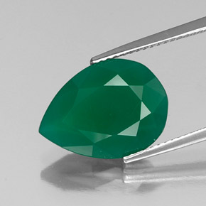 5.52 ct Green Agate Gemstone, Agate Gem in Pear Facet Shape for Sale.