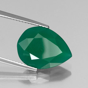 5.52 ct Green Agate Stone, Natural Agate in Pear Facet Shape for Sale