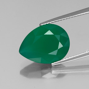 6.29 ct Green Agate Gemstone, Agate Gem in Pear Facet Shape for Sale.