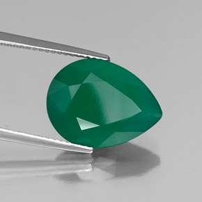6.29 ct Green Agate Stone, Natural Agate in Pear Facet Shape for Sale