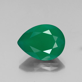 6.88 ct Green Agate Gemstone, Agate Gem in Pear Facet Shape for Sale.