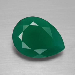 7.26 ct Green Agate Gemstone, Agate Gem in Pear Facet Shape for Sale.