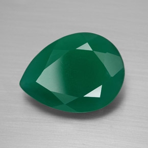 7.26 ct Green Agate Stone, Natural Agate in Pear Facet Shape for Sale
