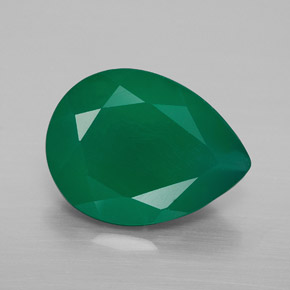 7.24 ct Green Agate Gemstone, Agate Gem in Pear Facet Shape for Sale.