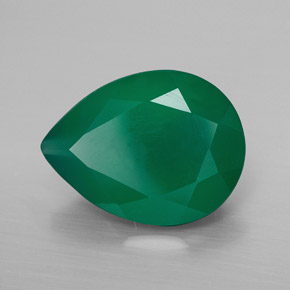 7.24 ct Green Agate Stone, Natural Agate in Pear Facet Shape for Sale