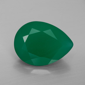 7.57 ct Green Agate Gemstone, Agate Gem in Pear Facet Shape for Sale.
