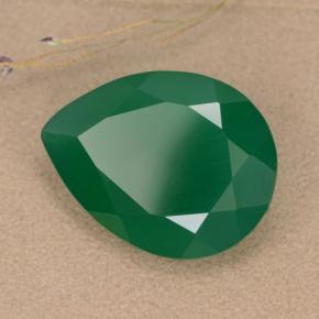6.48 ct Green Agate Stone, Natural Agate in Pear Facet Shape for Sale