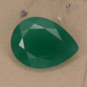 5.93 ct Green Agate Gemstone, Agate Gem in Pear Facet Shape for Sale.