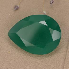 5.93 ct Green Agate Stone, Natural Agate in Pear Facet Shape for Sale