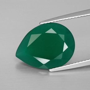 5.16 ct Green Agate Gemstone, Agate Gem in Pear Facet Shape for Sale.