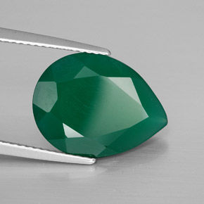 5.16 ct Green Agate Stone, Natural Agate in Pear Facet Shape for Sale