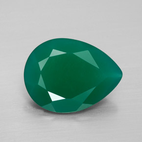 6.15 ct Green Agate Gemstone, Agate Gem in Pear Facet Shape for Sale.