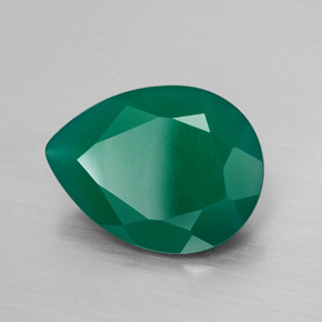 6.15 ct Green Agate Stone, Natural Agate in Pear Facet Shape for Sale