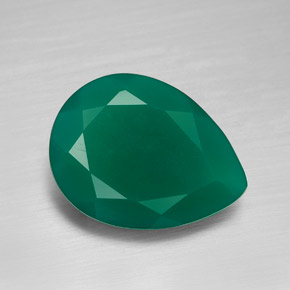 6.15 ct Green Agate Gemstone, Agate Gem in Pear Facet Shape for Sale.