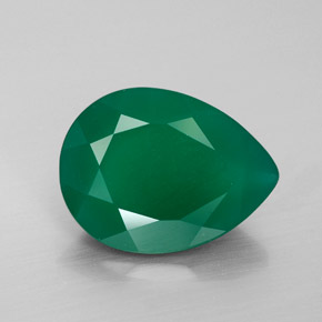 6.53 ct Green Agate Gemstone, Agate Gem in Pear Facet Shape for Sale.