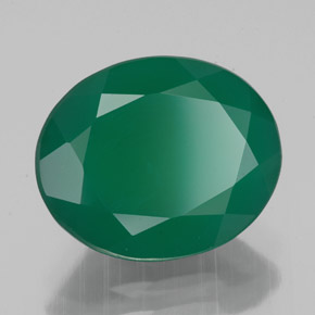 3.75 ct Green Agate Stone, Natural Agate in Oval Facet Shape for Sale
