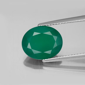 3.65 ct Green Agate Gemstone, Agate Gem in Oval Facet Shape for Sale.