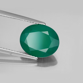 3.65 ct Green Agate Stone, Natural Agate in Oval Facet Shape for Sale