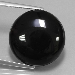 18.29 ct Black Agate Gemstone, Agate Gem in Round Cabochon Shape for Sale.