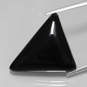 16.78 ct Black Agate Gemstone, Agate Gem in Trillion Cabochon Shape for Sale.