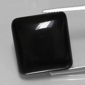 21.98 ct Black Agate Gemstone, Agate Gem in Square Cabochon Shape for Sale.