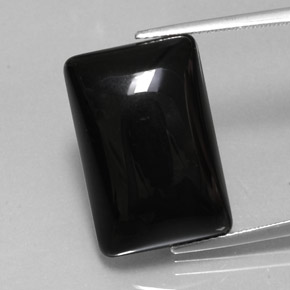 19.22 ct Black Agate Gemstone, Agate Gem in Baguette Cabochon Shape for Sale.
