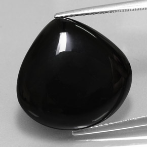 18.23 ct Black Agate Gemstone, Agate Gem in Pear Cabochon Shape for Sale.