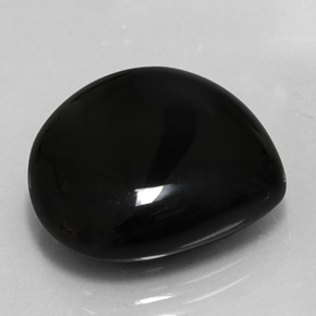 18.23 ct Black Agate Stone, Natural Agate in Pear Cabochon Shape for Sale