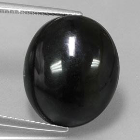18.59 ct Black Agate Gemstone, Agate Gem in Oval Cabochon Shape for Sale.