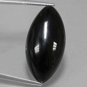 20.63 ct Black Agate Gemstone, Agate Gem in Marquise Cabochon Shape for Sale.
