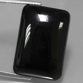 22.39 ct Black Agate Gemstone, Agate Gem in Baguette Cabochon Shape for Sale.