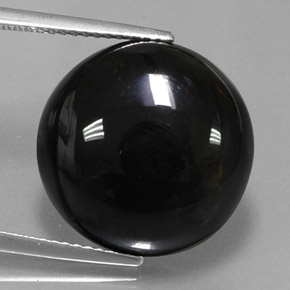 15.06 ct Black Agate Gemstone, Agate Gem in Round Cabochon Shape for Sale.