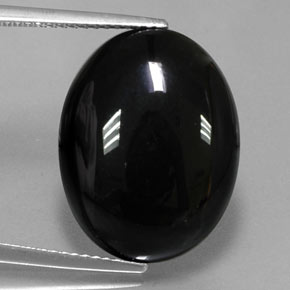 14.26 ct Black Agate Gemstone, Agate Gem in Oval Cabochon Shape for Sale.