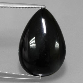 10.43 ct Black Agate Gemstone, Agate Gem in Pear Cabochon Shape for Sale.