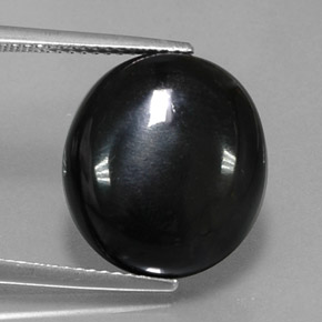 10.40 ct Black Agate Gemstone, Agate Gem in Oval Cabochon Shape for Sale.