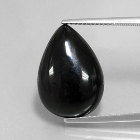 11.73 ct Black Agate Gemstone, Agate Gem in Pear Cabochon Shape for Sale.