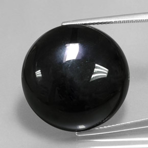 36.81 ct Black Agate Gemstone, Agate Gem in Round Cabochon Shape for Sale.