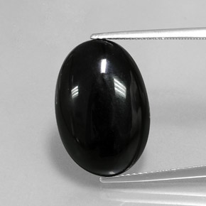 13.65 ct Black Agate Gemstone, Agate Gem in Oval Cabochon Shape for Sale.