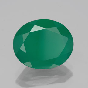3.93 ct Green Agate Stone, Natural Agate in Oval Facet Shape for Sale